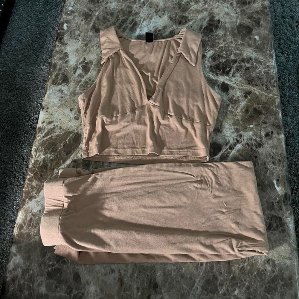 Khaki midi skirt set